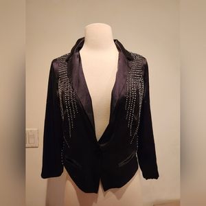 Topshop Black Satin-look Blouse/Jacket with Beading, US Size 6
